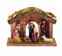 Colcolo Presepe con Fattoria e Figurine Dettagliato Presepe da Tavolo Rustico Set di Presepi con Fattoria per Centrotavola Natalizie, Mensola del Trayecto, Natività B
