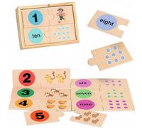 Colcolo Puzzle Didattico Numerico in Legno Gioco Educativo Contare Abbinamento Numeri Pezzi Interbloccati Doppia Faccia Animali E Oggetti Materiale Legno