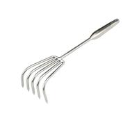 Colcolo Rake in Acciaio Inox con Denti Spessi E Forma Stabile per Cercare Granchi E Dissodare Terreno Adatto a Pesca Lavoro Orto Cura Fiori Spazi Esterni , Manico Lungo 5-Denti