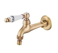Colcolo Rubinetto Lavatrice Rubinetto Parete Rubinetto per Elettrodomestici Rubinetto Acqua Fredda in Ottone con Finitura Classica E Flusso Controllato, Lungo, Antico Con Maniglia In Ceramica