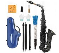 Colcolo Sax Alto Eb Ottone Saxofono Strumento Musicale Corpo Ottone Rifinito Nero Nichel Tasti Perlati Presa Comoda con Astuccio Rigido Panno E Guanti Adatto