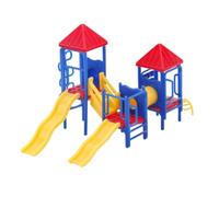 Colcolo Scivolo in Miniatura Parco Giochi Modello Playground Diorama Plastica Dettagliata con Tetto Spiovente Scale E Ponte Realistico Adatto per Plastici, Scivolo Per Bambini Modello 1 100