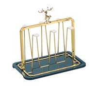 Colcolo Scolabicchieri con Vaschetta Raccogligocce, Facile Da Usare, Resistente, Portabicchieri E Tazze in Metallo, Ideale per Appartamenti E Soggiorni, Verde Oro