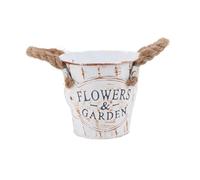 Colcolo Secchiello per Fiori, Vaso in Metallo, Secchiello per Fiori in Metallo per Soggiorno, Patio, Fattoria, Bianco