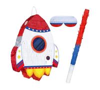 Colcolo Set di piñata a forma di razzo, articoli per feste a tema spaziale, decorazioni per feste, con benda e asta, per festival