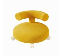 Colcolo Sgabello con Ruote Sgabello Sedia Seduta Design Compatto Basso per Compiti a Bassa Altezza con Schienale Curvo E Sedile Rotondo Imbottito Movimento, Yellow, C-back Beige Wheel
