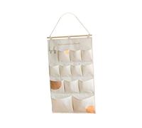 Colcolo sopra la porta tasche portaoggetti tela appesa con ganci impermeabile multiuso per armadio a muro ufficio bagno ingresso, 12 Tasche Cachi