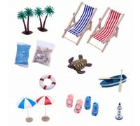 Colcolo Spiaggia Set Scenario Litoraneo Miniatura Accessori Casa Delle Bambole Barca Sedie a Sdraio Ombrelloni Palme E Boetta con Dettagli , style to 1