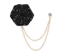 Colcolo Spilla a Forma di Rosa con Catena, Spilla da Colletto con Catene Pendenti, da Bavero Elegante e Formale, da Colletto per Abito, per Festa di, Nero