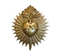 Colcolo Statua gotica a forma di cuore, da parete gotica, porta-preghiera Feng Shui, scultura da appendere alla parete, ornamento per la decorazione, Oro
