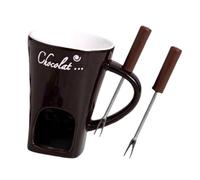 Colcolo Tazza per Fonduta Da 130 Ml, Scaldavivande, Pentolino per Sciogliere con Forchetta, Tazza per Sciogliere per Dolci, Matrim, Marrone