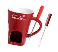 Colcolo Tazza per Fonduta Da 130 Ml, Scaldavivande, Pentolino per Sciogliere con Forchetta, Tazza per Sciogliere per Dolci, Matrim, Rosso
