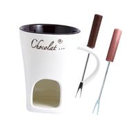 Colcolo Tazza per Fonduta Da 130 Ml, Scaldavivande, Pentolino per Sciogliere con Forchetta, Tazza per Sciogliere per Dolci, Matrim, Bianco