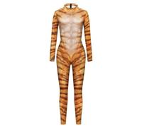 Colcolo Tuta Stampata Tuta Catsuit Body Costume con Silhouette Avvolgente E Tessuto Elasticizzato Movimenti Stampa Tigre Audace Adatta per Halloween Feste a