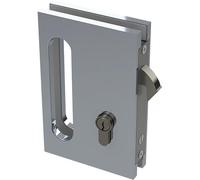 COLCOM Porta scorrevole in vetro PZ con chiusura ad arco e conchiglia, effetto alluminio acciaio inox