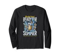 Cold Beer Bucket Summer Vibes e Chill BBQ Beach Moments Maglia a Manica