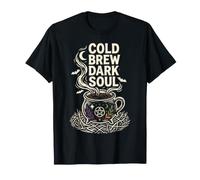 Cold Brew Dark Soul Witchy Halloween Occulto Goth Design Maglietta