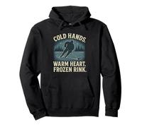 Cold Hands Warm Heart Frozen Rink - Pattinatore invernale di hockey su ghiaccio Felpa con Cappuccio