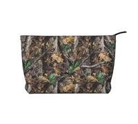 Cold Tree, borsa per il trucco in velluto a coste mimetica, borsa organizer da viaggio, borsa per cosmetici, grande tasca aperta, Nero , Taglia unica