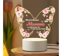 Coldbling Idee Regalo Festa Della Mamma Originale, Lampada Regali per Mamma Natale Compleanno da Figlia Figlio, Farfalla Luce Notturna in Acrilico