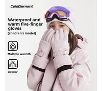 Coldelement Guanti da sci per bambini Polsino regolabile a 5 dita con isolamento termico impermeabile per giochi sulla neve per bambini invernali