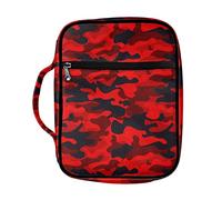 Coldinair Custodia mimetica rossa e nera con stampa mimetica per uomini, donne e adolescenti, custodia per libri e chiesa, con manico e tasca con cerniera