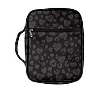 Coldinair Custodia per bibbia con stampa leopardata nera e grigia, per donne e uomini, con manico e tasca con cerniera, adatta per bibbie di dimensioni standard/grandi