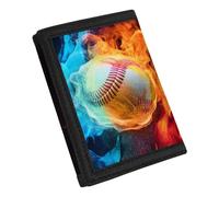 Coldinair Portafoglio a tre ante per ragazzi per bambini 9-12 portafoglio in tela portamonete borsa borsa per ragazzo per bambini 6-8 9-12 8-10 portafoglio novità, Baseball Fuoco Fiamma, Taglia unica