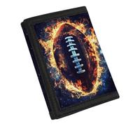 Coldinair Portafoglio con stampa personalizzata per adolescenti, bambini, ragazzi, ragazze, sottile RFID Trifold portafogli borsa, Calcio Fuoco Galaxy, Taglia unica