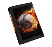 Coldinair Portafoglio con stampa personalizzata per adolescenti, bambini, ragazzi, ragazze, sottile RFID Trifold portafogli borsa, Fuoco di baseball, Taglia unica