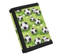 Coldinair Portafoglio con stampa personalizzata per adolescenti, bambini, ragazzi, ragazze, sottile RFID Trifold portafogli borsa, Calcio, verde, taglia unica