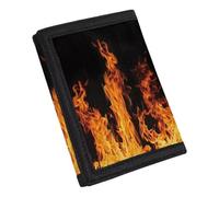 Coldinair Portafoglio in tela con stampa alla moda per adolescenti, bambini, ragazzi, ragazze, sottile RFID Trifold portafogli per viaggi scuola, Fiamma di fuoco ardente, Taglia unica