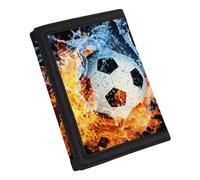 Coldinair Portafoglio in tela con stampa alla moda per adolescenti, bambini, ragazzi, ragazze, sottile RFID Trifold portafogli per viaggi scuola, Fuoco Acqua Calcio, Taglia unica
