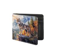 Coldinair Portafoglio per ragazzi e adolescenti, per bambini, in pelle, per bambini e ragazzi, Lupo Foreset