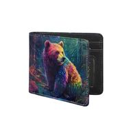 Coldinair Portafoglio per ragazzi e adolescenti, per bambini, in pelle, per bambini e ragazzi, Orso Foresta, Americano