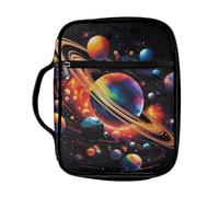 Coldinair Stellar Planets Bible Cover Case for Men Teen Kids Boys Carry Book Case Church Bag Bible Protective Bag with Handle and Zippered Pocket Journaling Storage Organizer