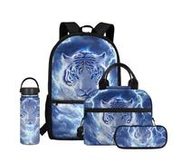 Coldinair Zaino per ragazzi 6-8 anni Cool Kids School Bag Zaino leggero con borsa per il pranzo Grande Bookbag per la scuola, Tiger Lightening