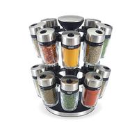 Cole & Mason Cambridge Porta Spezie per Cucina, 360 ° Portaspezie 16 Barattoli di Spezie con Coperchi, Organizer, Acciaio Inossidabile, Vetro, Spezie, Erbe incluse, H121808