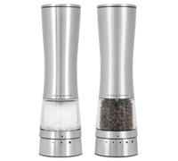 Cole & Mason Derwent - Set macinasale e macinapepe elettrico, in acciaio | Macinino elettrico per pepe e sale con macinino in ceramica regolabile, Precision+, selezione del grado di macinazione