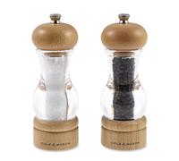 Cole & Mason H10538P 105 Faggio Naturale Macina Sale e Pepe, Precision+, Macinatura Regolabile, Faggio, Acrilico, 165mm, Pacco Regalo, Include 2 x Mulini
