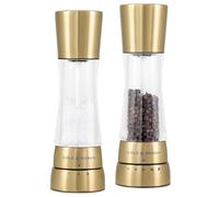 Cole & Mason H332017 Derwent Oro Macina Sale e Pepe, Ceramica Regolabile Macinino, Macinaspezie, Acciaio inossidabile, Acrilico, 190mm, Pacco Regalo, Include 2 x Mulini