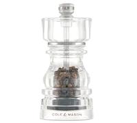 Cole & Mason London - Macinapepe in acrilico, meccanismo di precisione + carbonio, macinapepe con macinino regolabile, 130 mm, meccanismo a vita