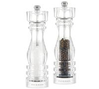 Cole & Mason London - Set macinino sale e pepe in acrilico, 220 mm, meccanismi Precision+ Carbon/Ceramic, macinini sale e pepe con macinazione regolabile, confezione regalo
