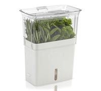 Cole & Mason Tealby Contenitore Frigorifero per Erbe Aromatiche Fresche Tagliate, Bianco, Trasparente, Custode di Erbe Salvafreschezza, Acrilico, 230mm x 185mm x 120mm, Capacità Acqua 380ml