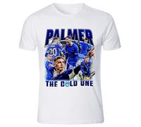 Cole Palmer 'The Cold One' England & Blues, maglietta da giocatore di calcio Cold Palmer, per adulti e bambini, unisex, in cotone, bianco, Taglia unica