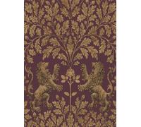 Cole & Son Carta da parati Boscobel Oak - Metallic Autumnal Gold on Claret