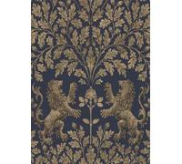 Cole & Son Carta da parati Boscobel Oak - Metallic Gilver on Ink