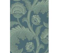 Cole & Son Carta da parati Fanfare Flock - Duck Egg on Dark Petrol