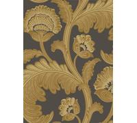 Cole & Son Carta da parati Fanfare Flock - Ochre on Charcoal
