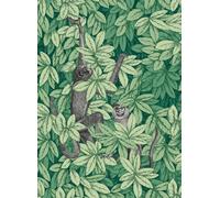 Cole & Son Carta da parati Foglie e Scimmie - Forest Green